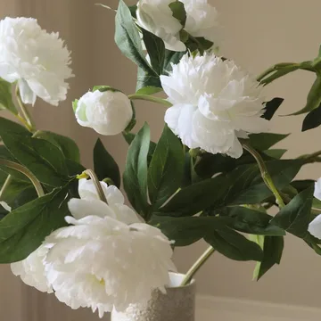 牡丹 仿真花艺术装置 - 中号_白色_5支装 - Botané