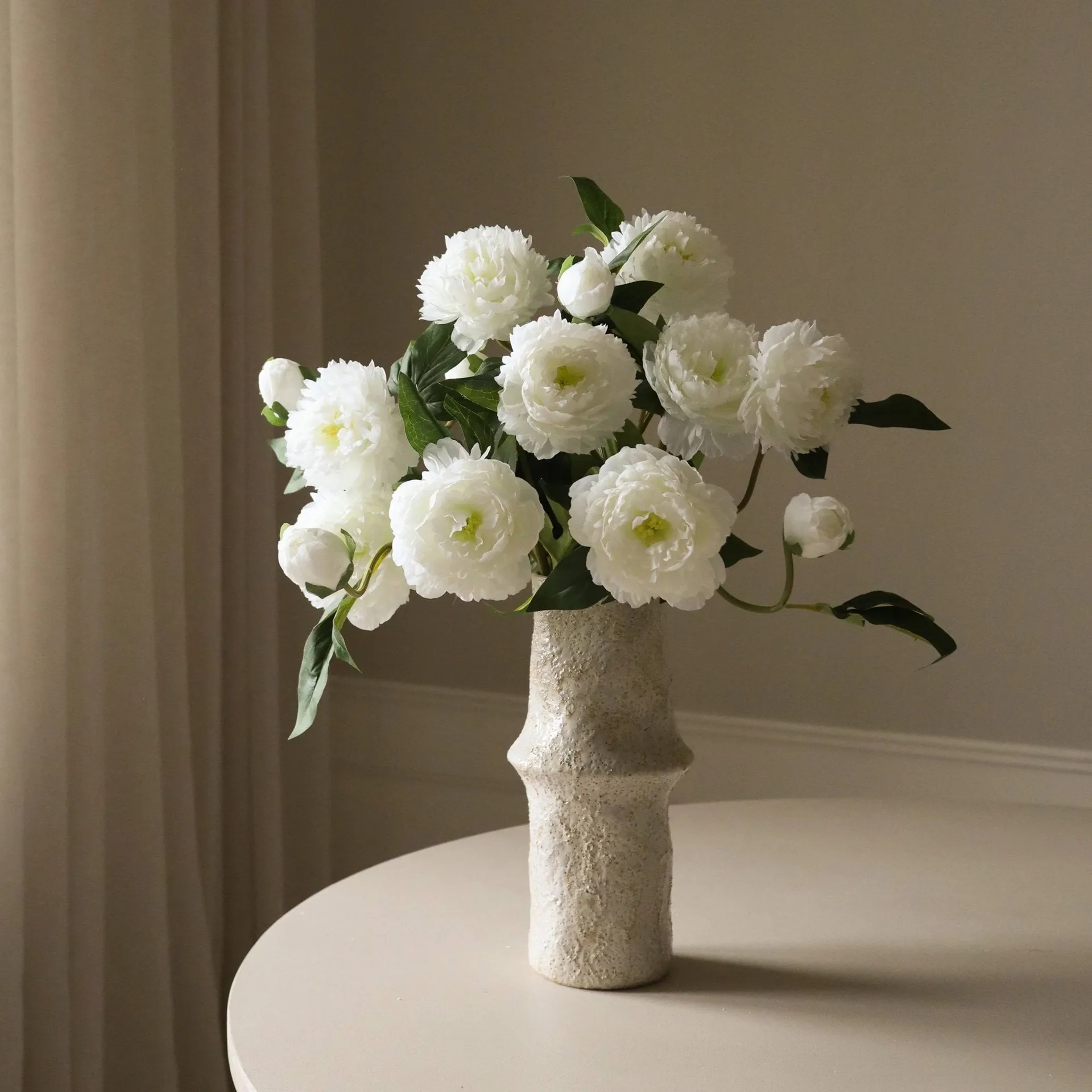 牡丹 仿真花艺术装置, 中号_白色_5支装 Botané