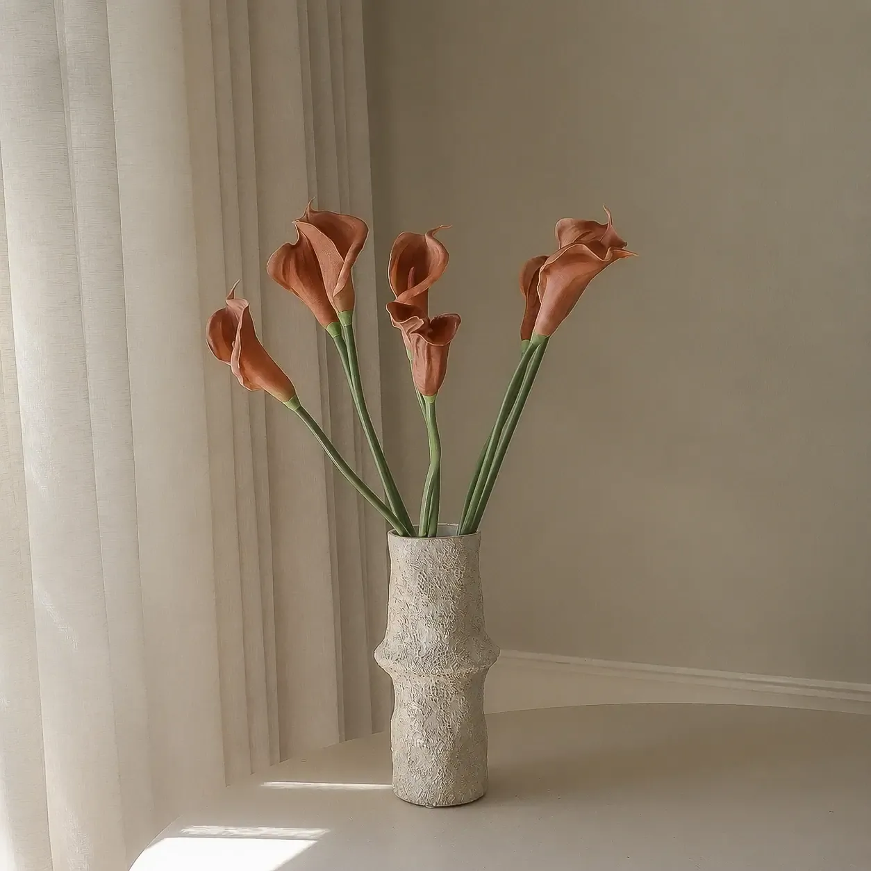 马蹄莲 人造花束, 棕色，62cm，8件 Botané