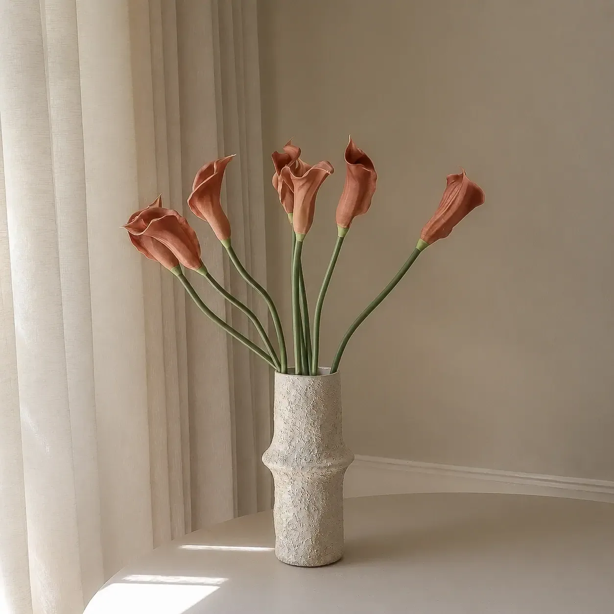 马蹄莲 人造花束, 棕色，62cm，8件 Botané