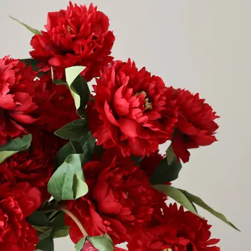 牡丹 仿真花艺术装置 - 大号_红色_7支装 - Botané