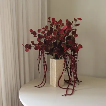 勃艮第色薄纱 人造花束 - 桉树，苋红色，84cm - Botané