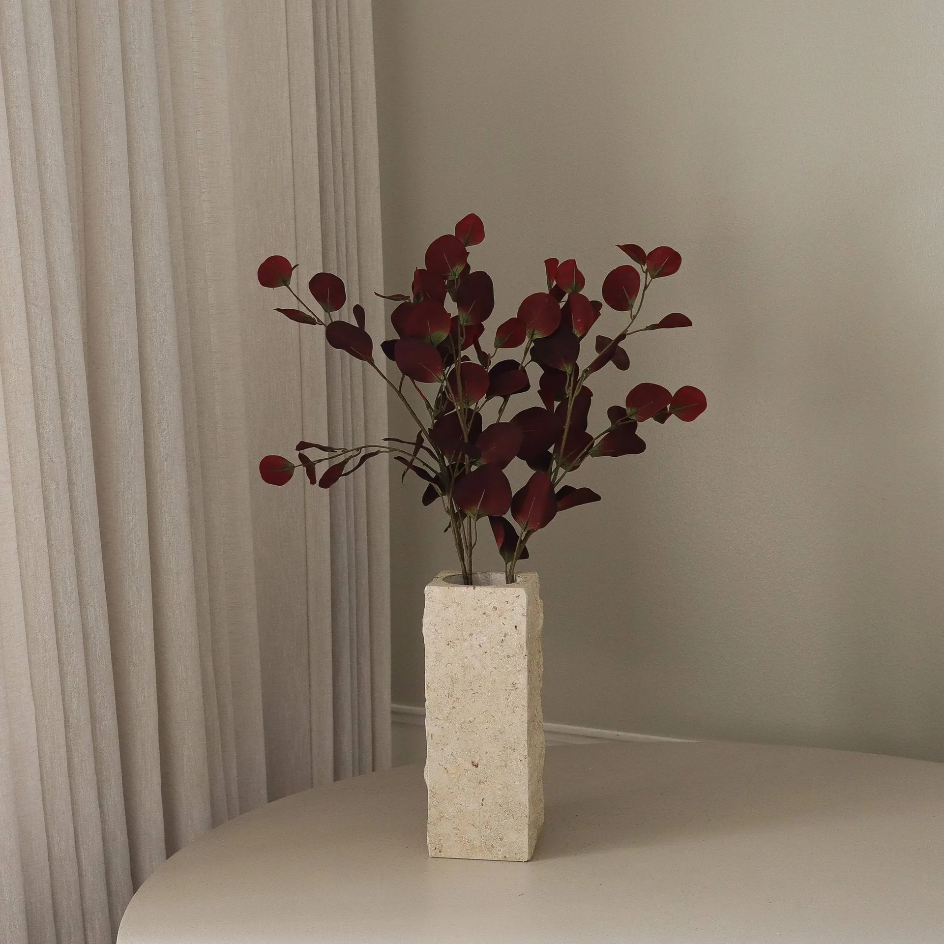 尤加利 人造枝叶, 勃艮第红色，84cm Botané