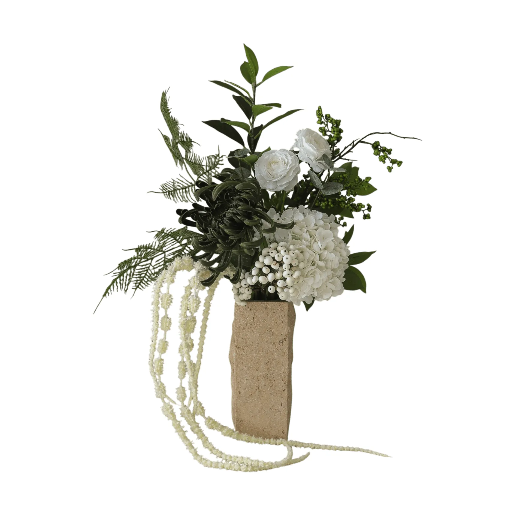 绿色 纱幔 人造花束, 洋牡丹、绣球花、苋菜，85cm Botané