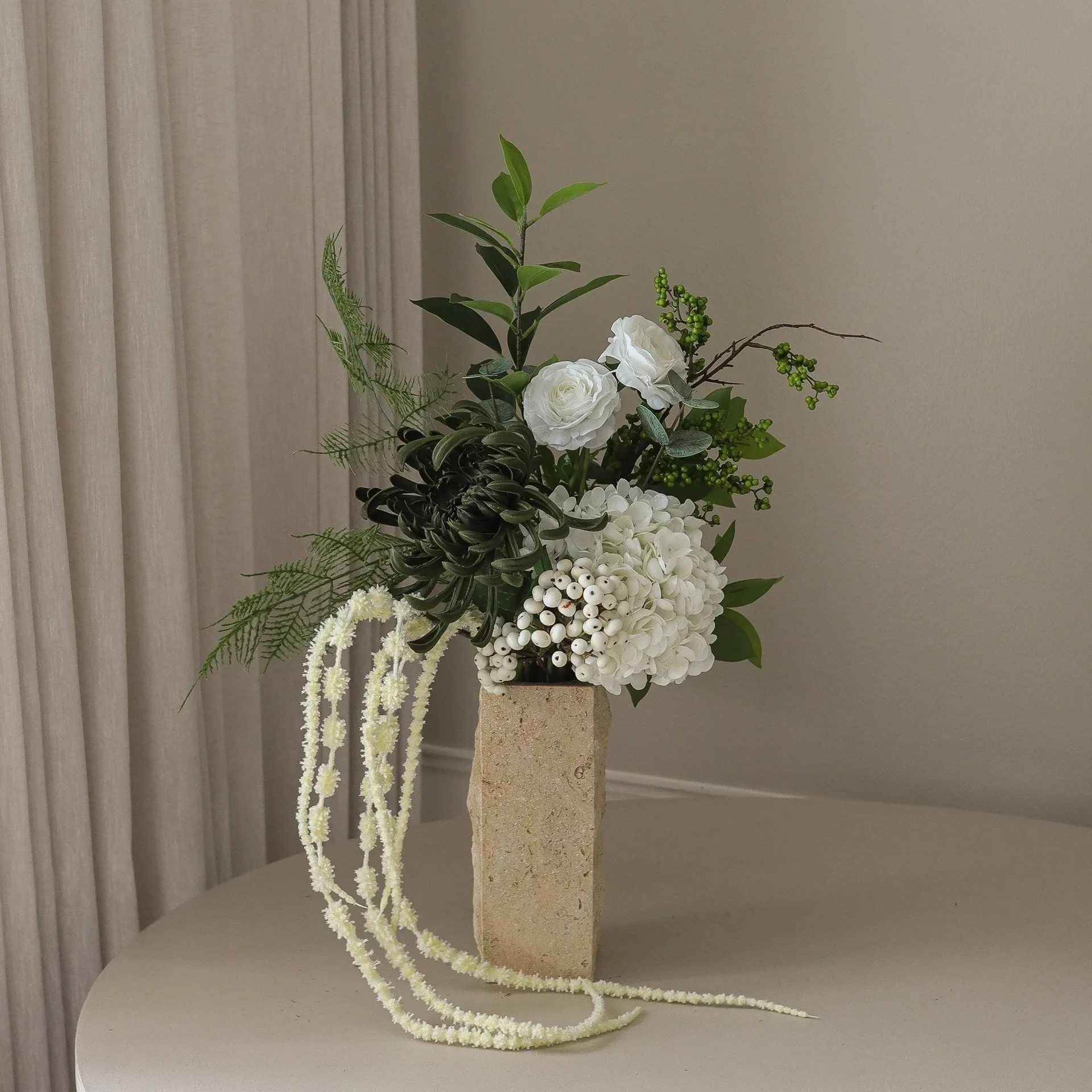 绿色 纱幔 人造花束, 洋牡丹、绣球花、苋菜，85cm Botané