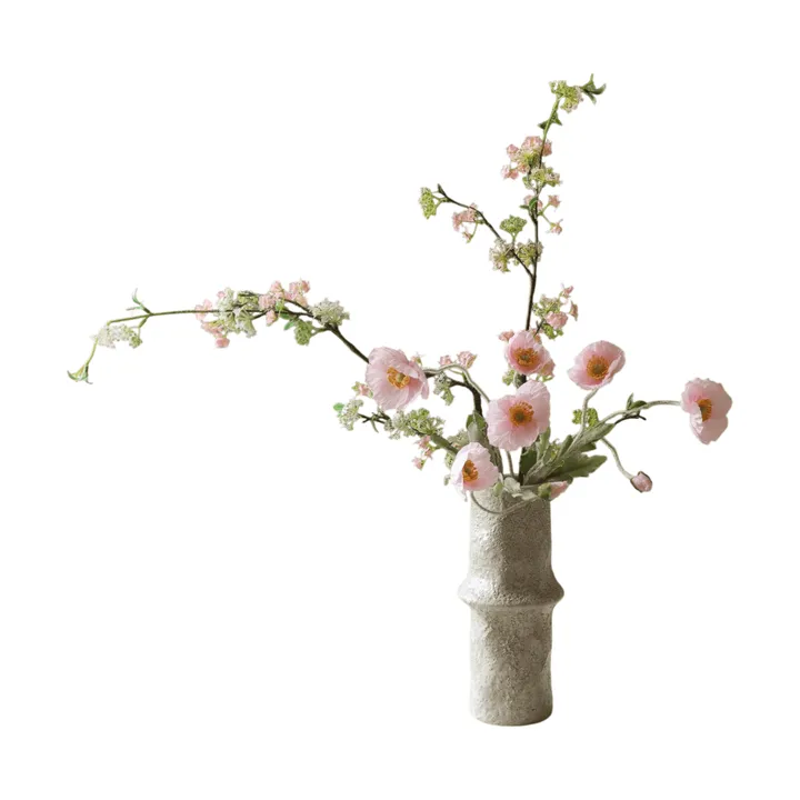 Blossom Veil 粉梦花嫁 仿真花艺术装置 - 虞美人_灰色柳枝 - Botané