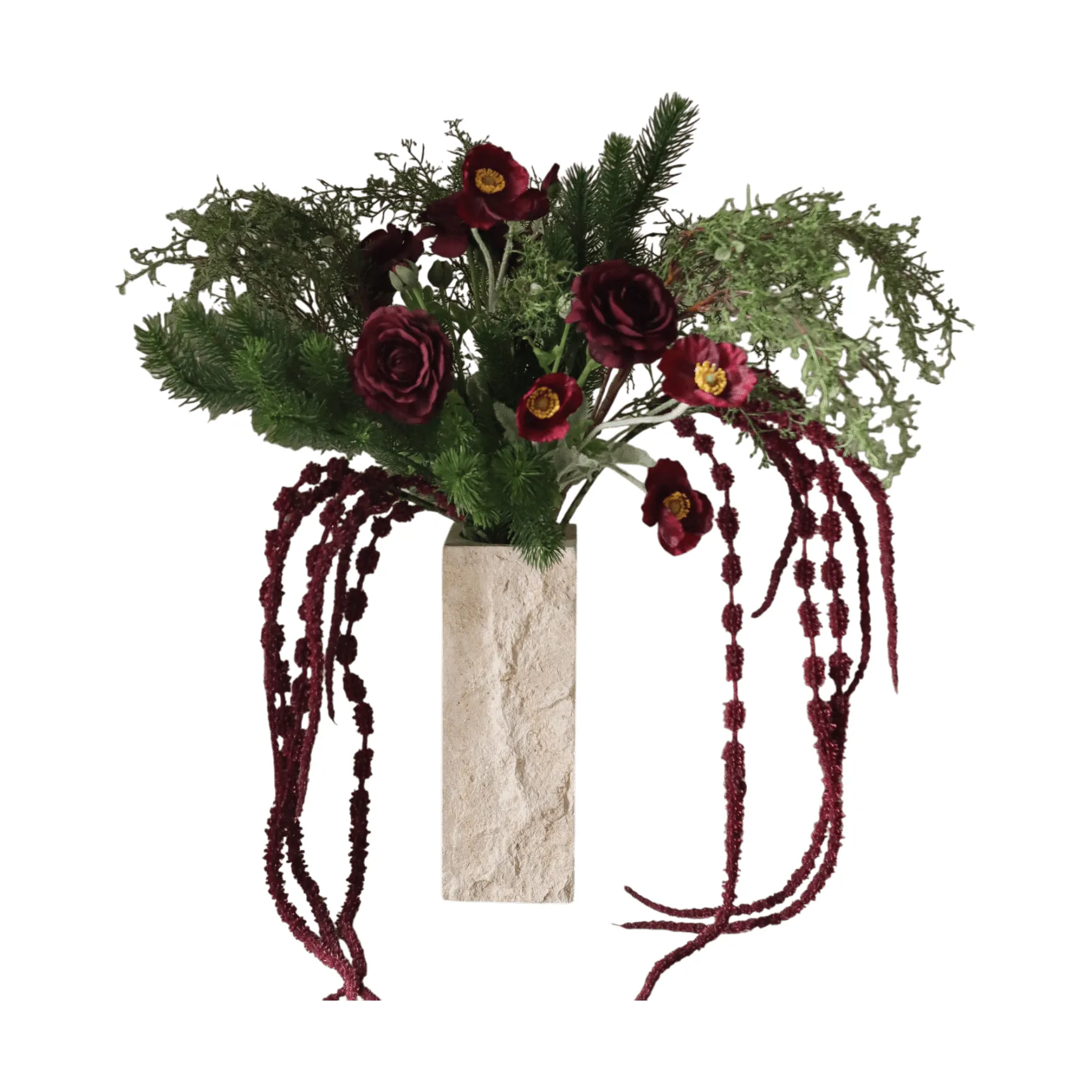 Burnt bloom 人造花束, 花毛茛、罂粟、葱属、苋科，90cm Botané