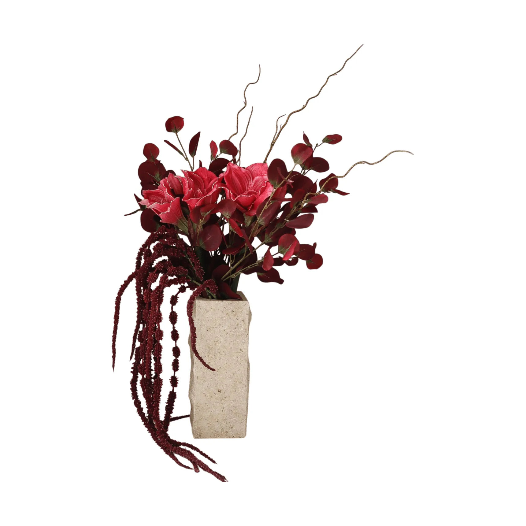 Deep bloom 人造花束, 朱顶红、尤加利、苋、枝条，120cm Botané