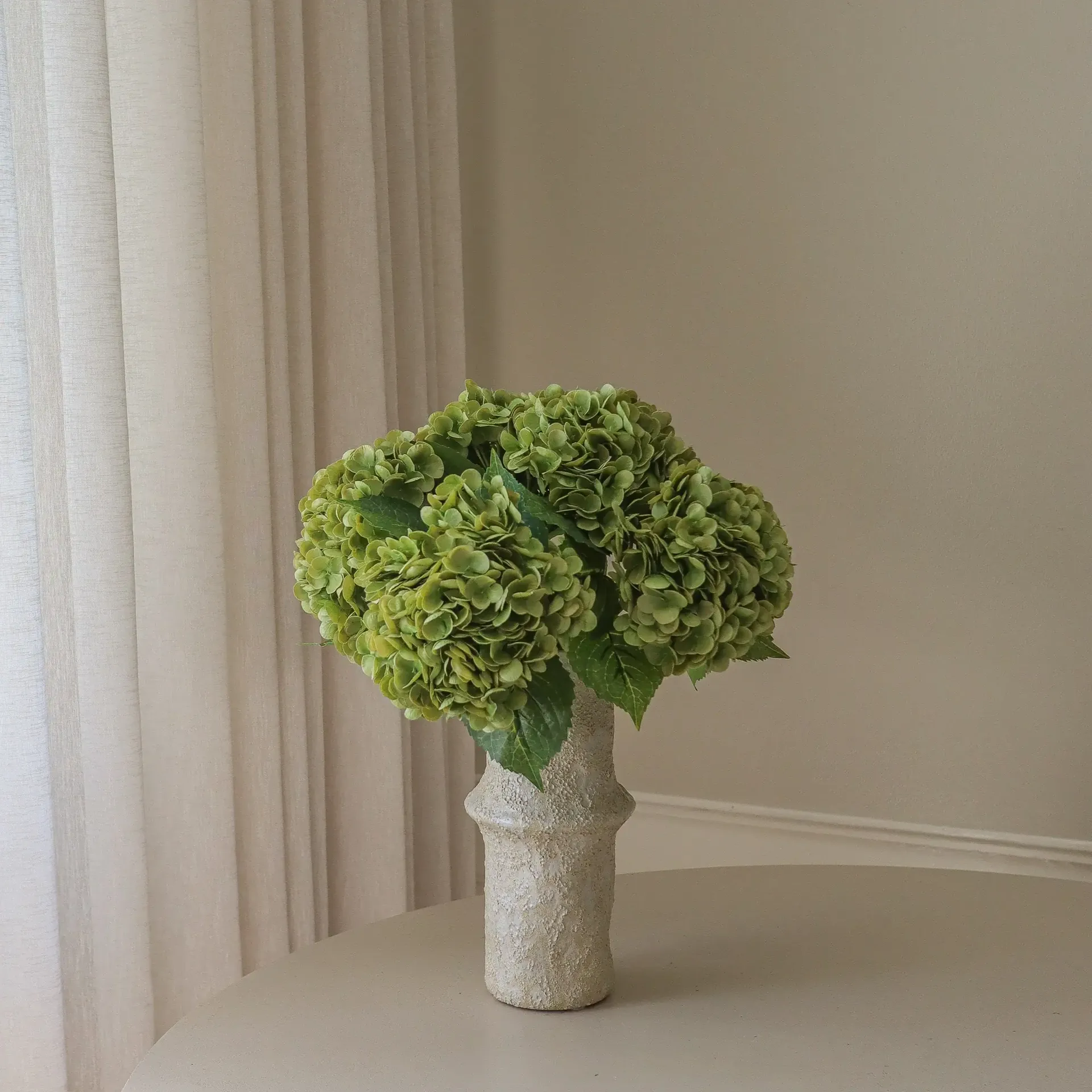 Hydrangea 绣球花 仿真花艺术装置, 苔绿色，51cm，6个 Botané