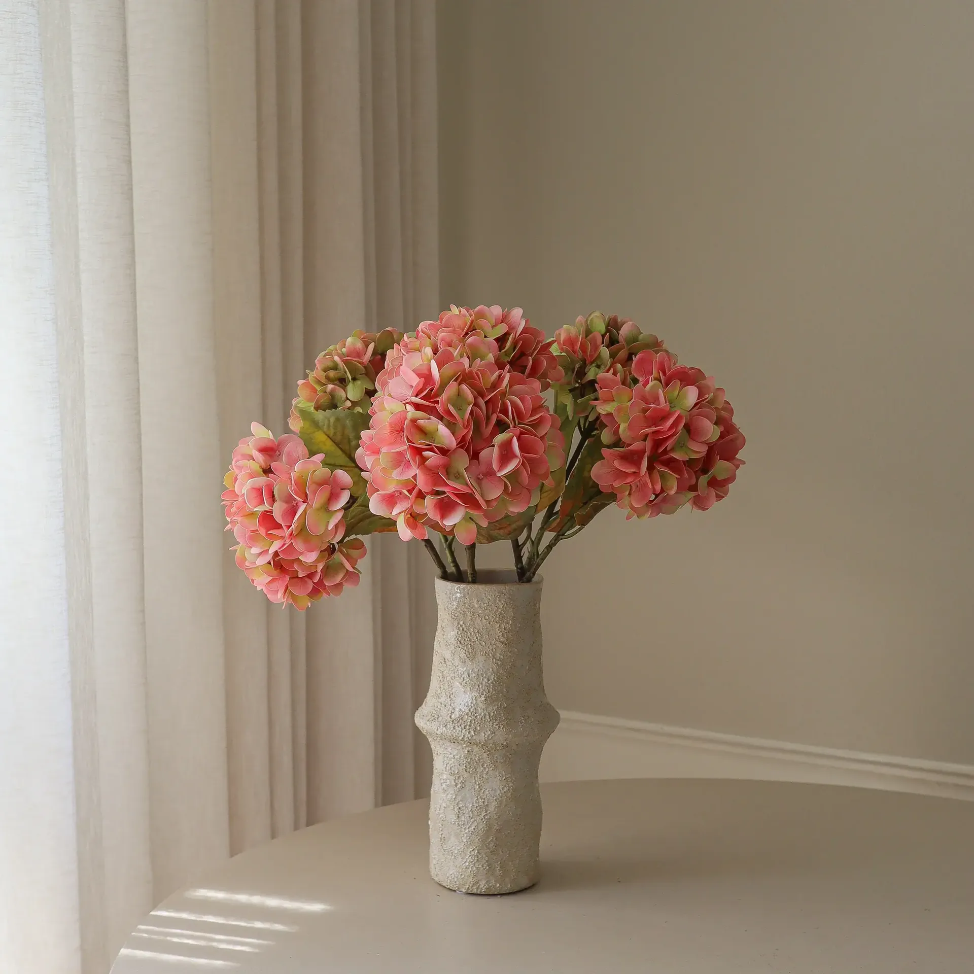 Hydrangea 绣球花 仿真花艺术装置, 柔粉色，60cm，5个 Botané