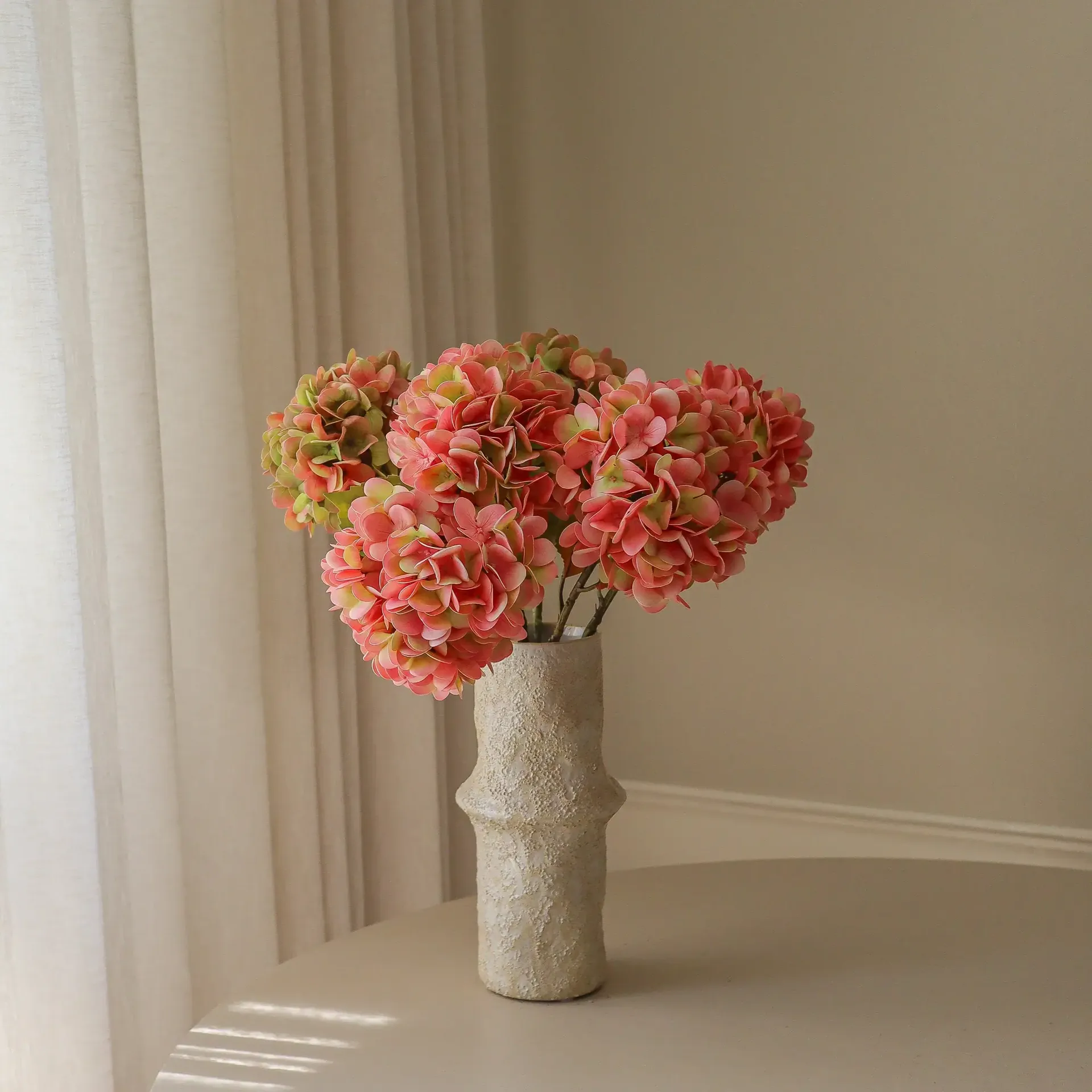 Hydrangea 绣球花 仿真花艺术装置, 柔粉色，60cm，5个 Botané