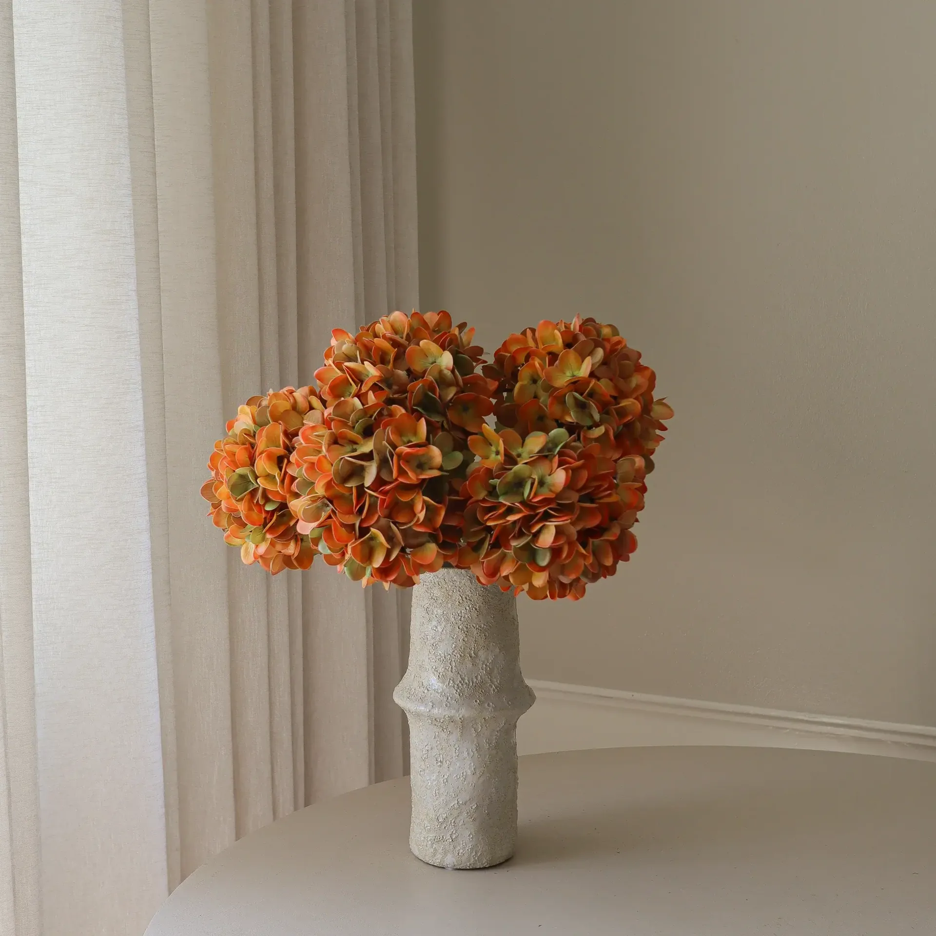 Hydrangea 绣球花 仿真花艺术装置, 橙色，60cm，6个 Botané