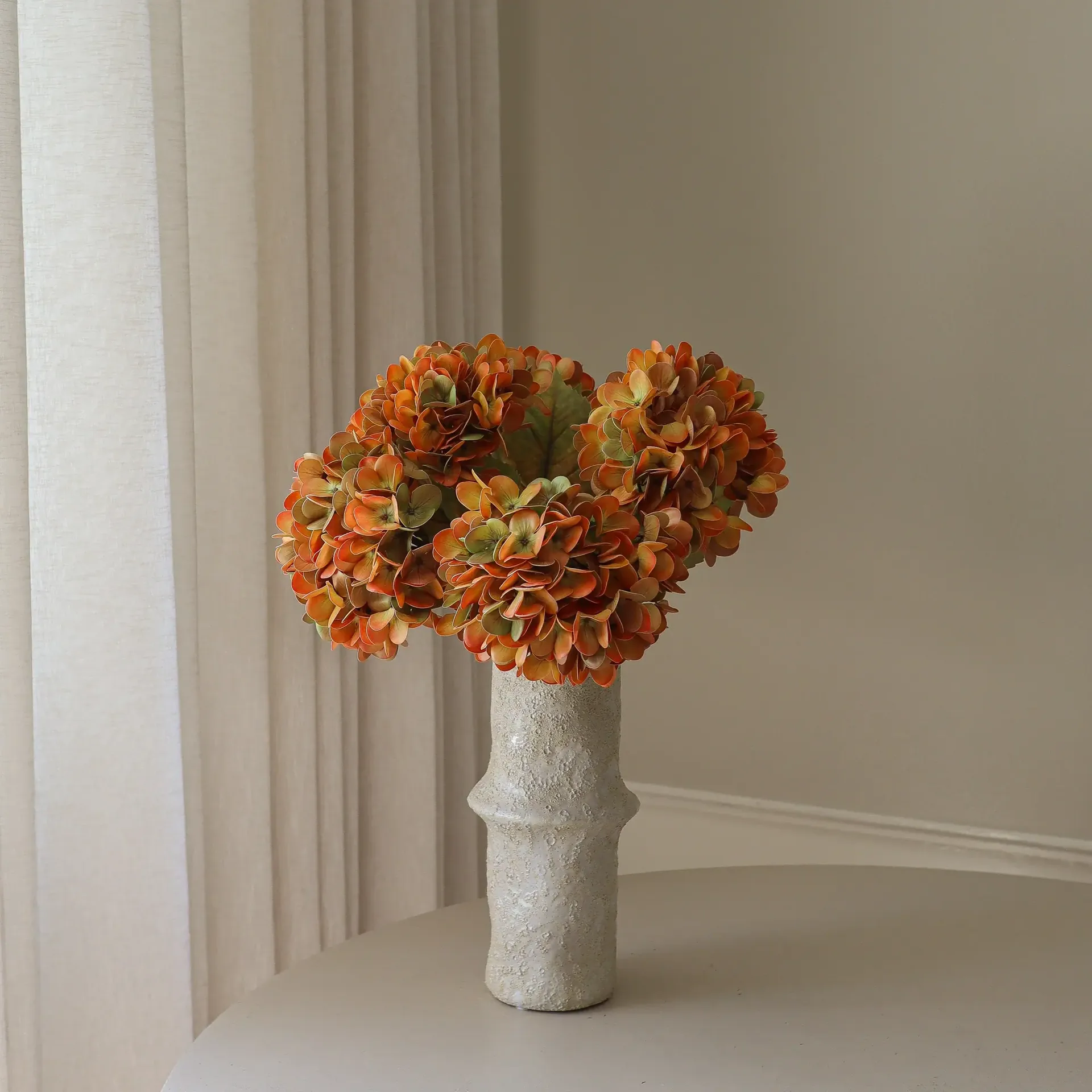 Hydrangea 绣球花 仿真花艺术装置, 橙色，60cm，6个 Botané
