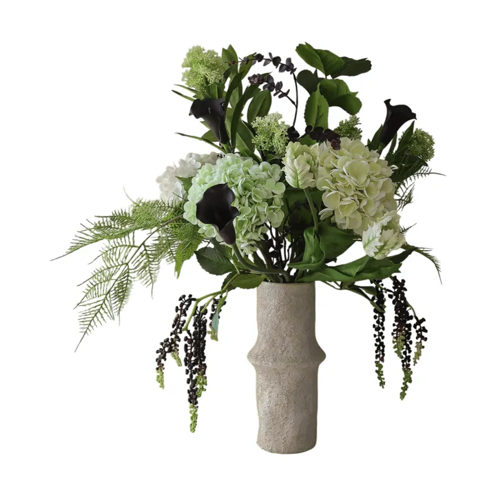 Moonlit Garden 人造花束 - 绣球花-鹦鹉郁金香-马蹄莲，106cm，17支 - Botané