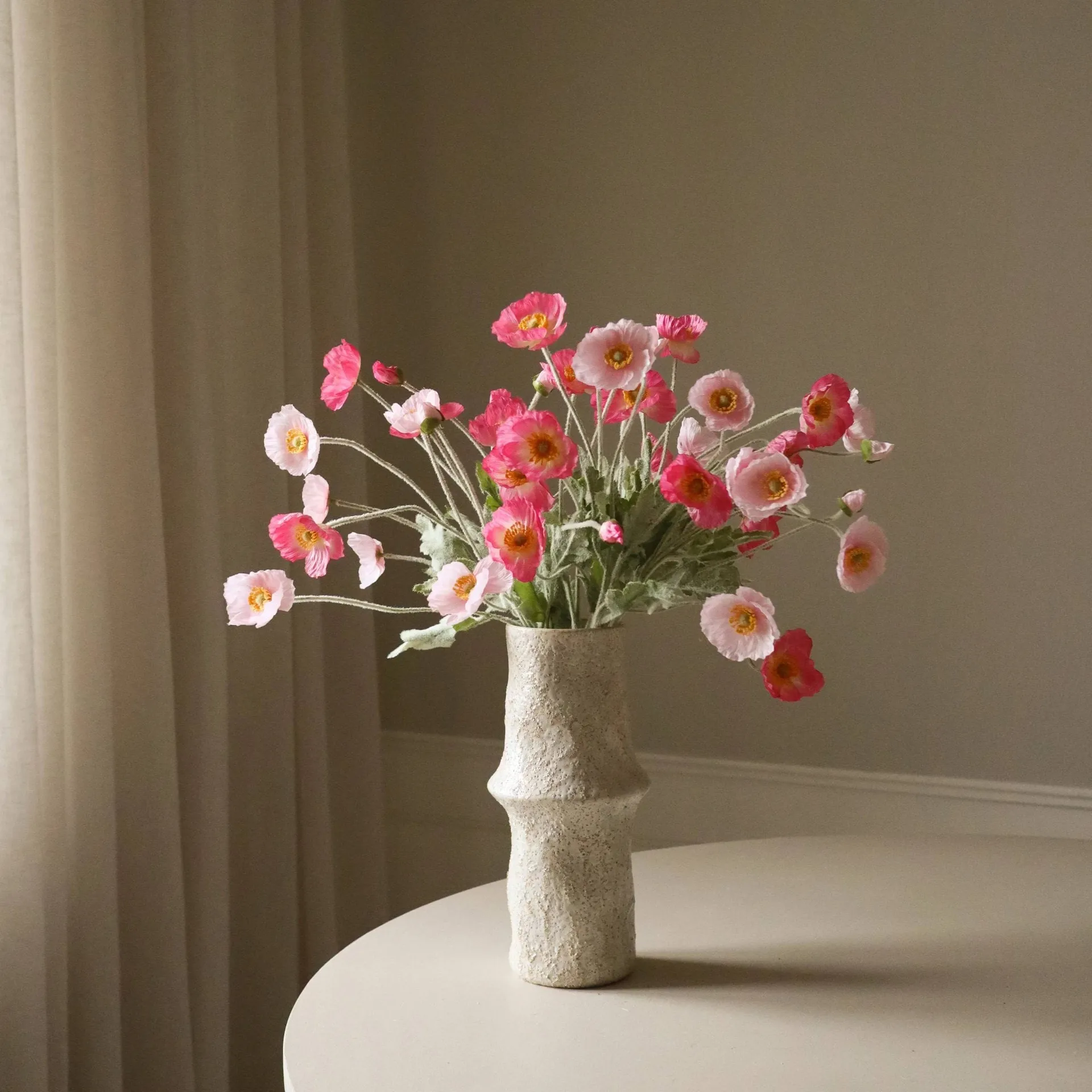 Poppy 虞美人 仿真花艺术装置, 粉色追踪_浅粉色-粉色_10支装 Botané
