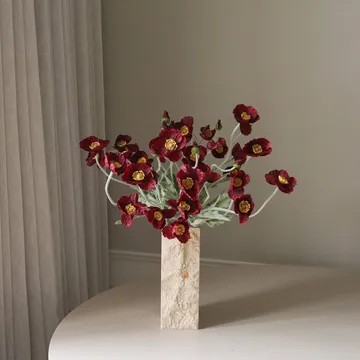 Poppy 虞美人 仿真花艺术装置 - 勃艮第红，56cm，10个 - Botané