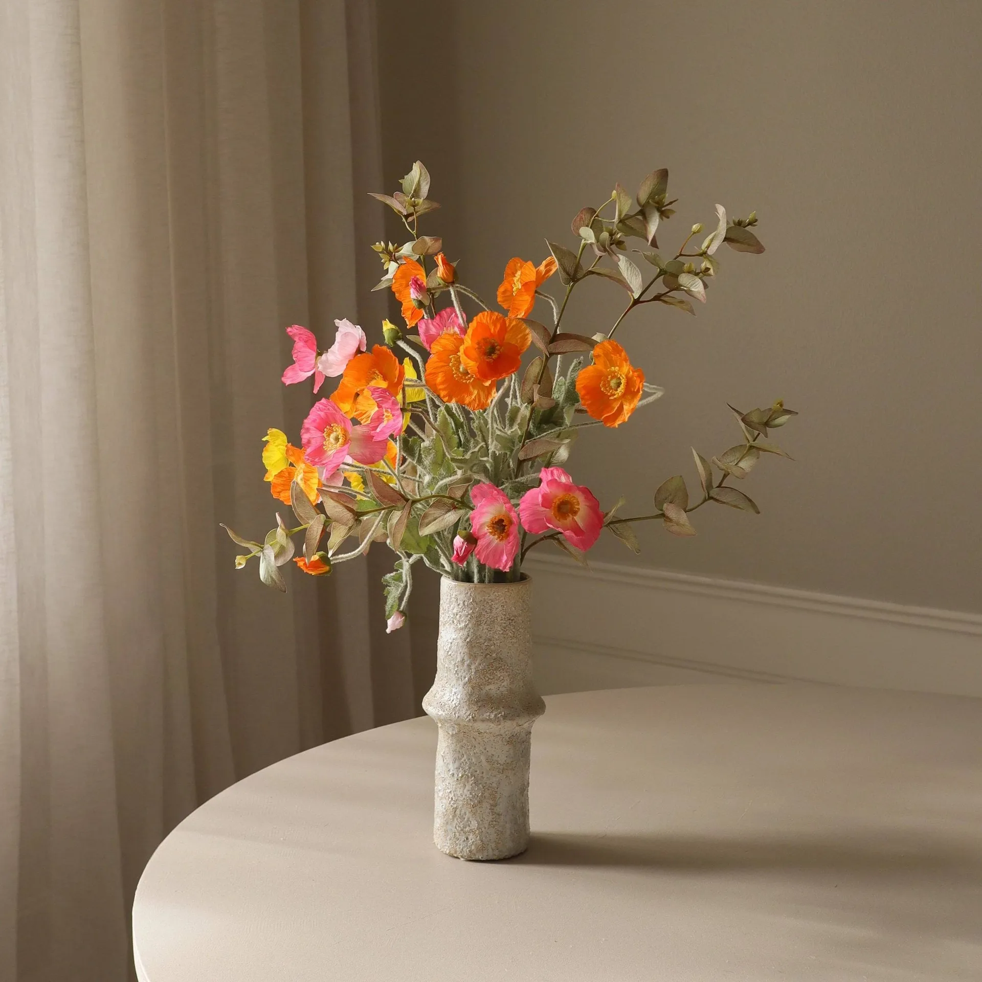 Poppy Spritz 日光虞美人 仿真花艺术装置, 虞美人-尤加利叶_10支装 Botané