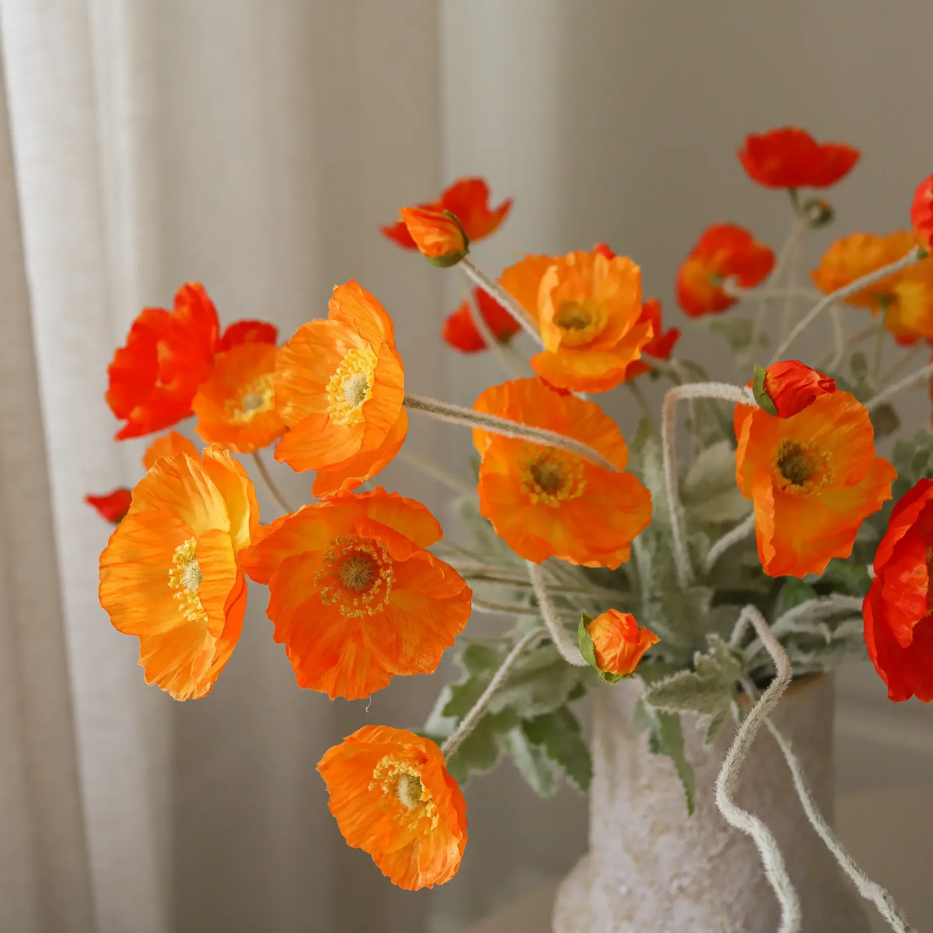 Poppy Sunset 人造花束, 罂粟，56cm，11支 Botané