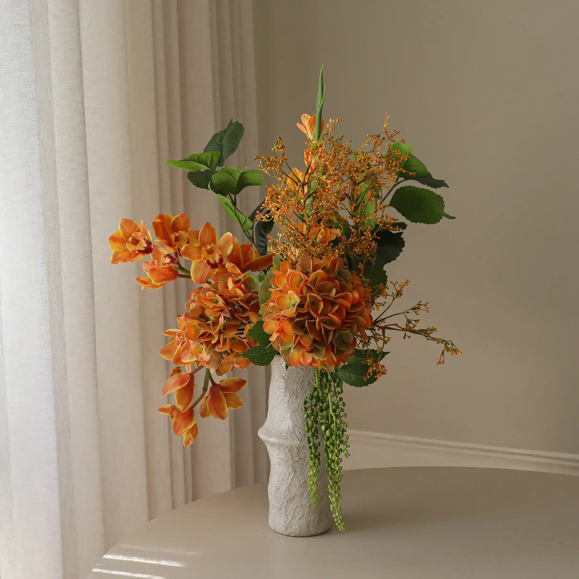 The Orangery 人造花束, 大花蕙兰-剑兰-绣球花，85cm，10件 Botané