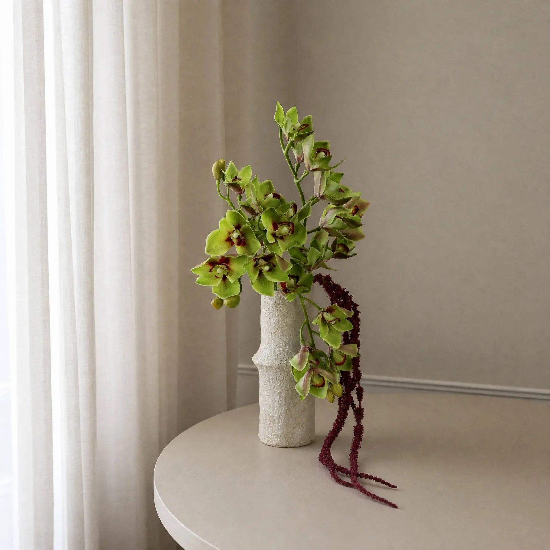 Velvet Vine 绿野幽兰 仿真花艺术装置, 兰花-苋花_6支装 Botané