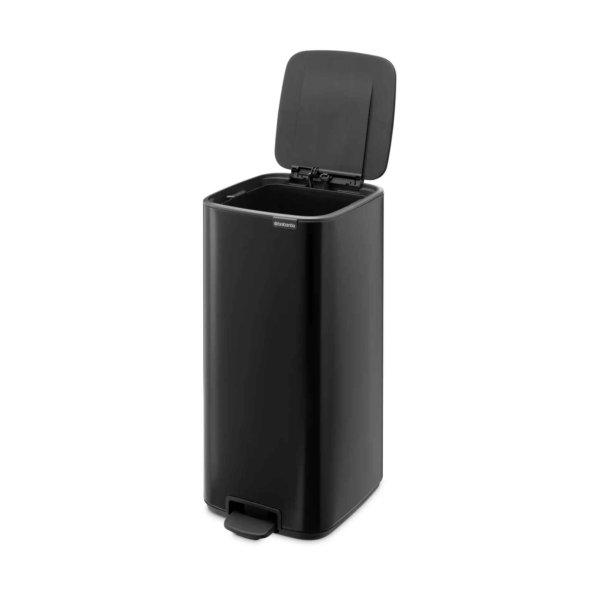 Bo 北欧风格脚踏式垃圾桶30L, 哑光黑色 Brabantia