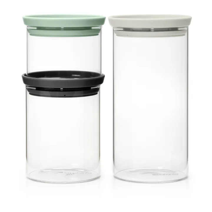 Brabantia 玻璃罐3件装 - 黑色_灰色_绿色 - Brabantia