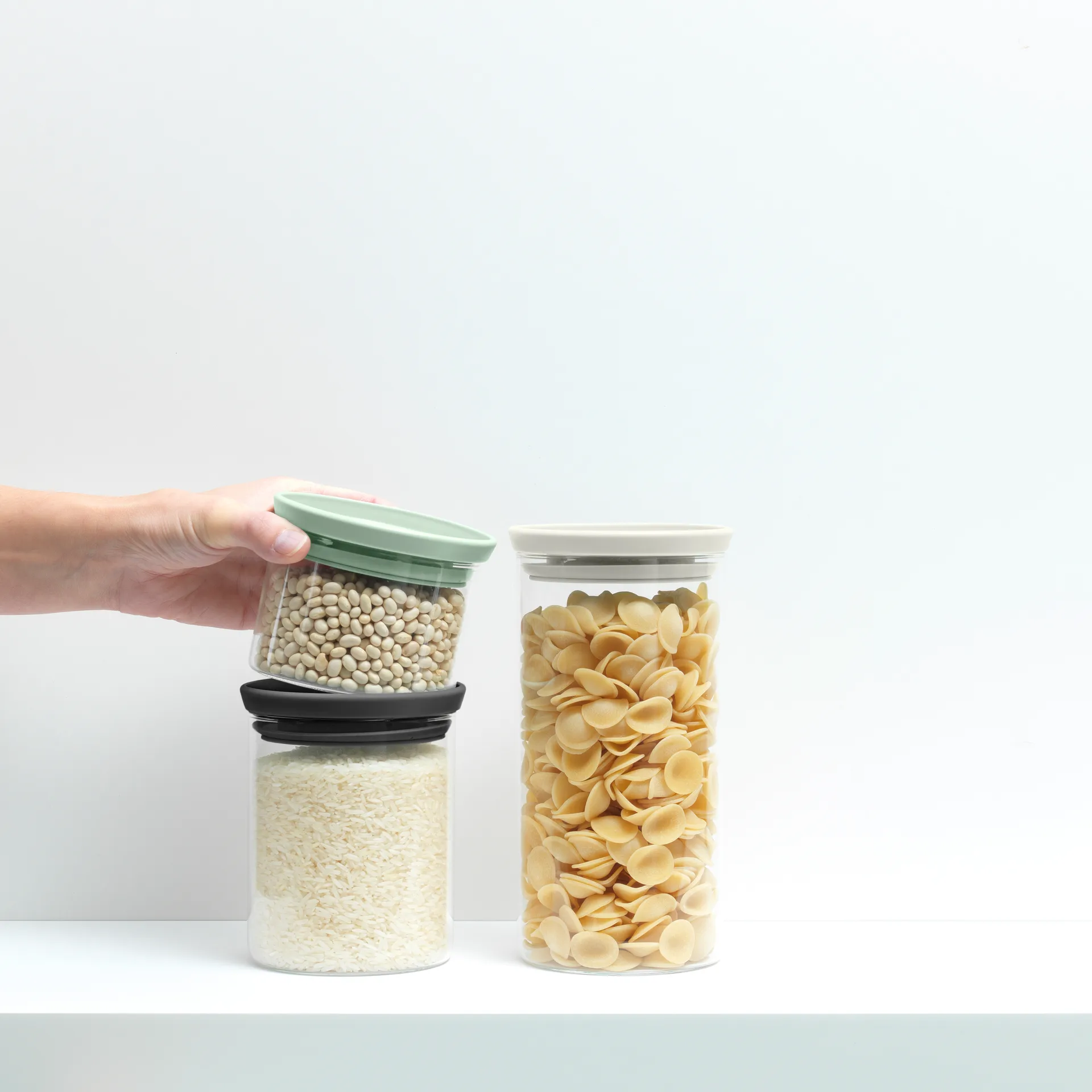 Brabantia 玻璃罐3件装, 黑色_灰色_绿色 Brabantia