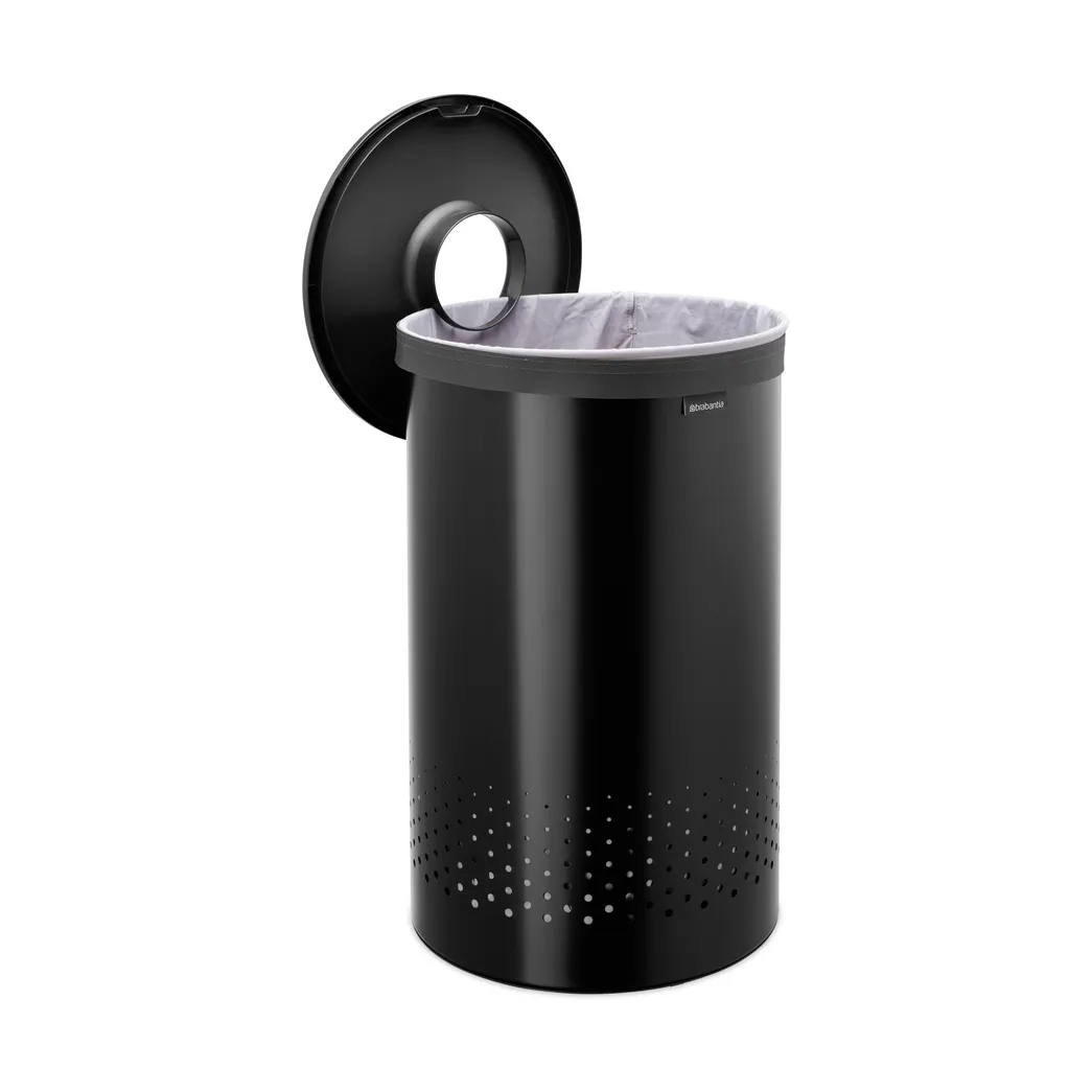 Brabantia 塑料盖洗衣篮 60升, 哑光黑 Brabantia