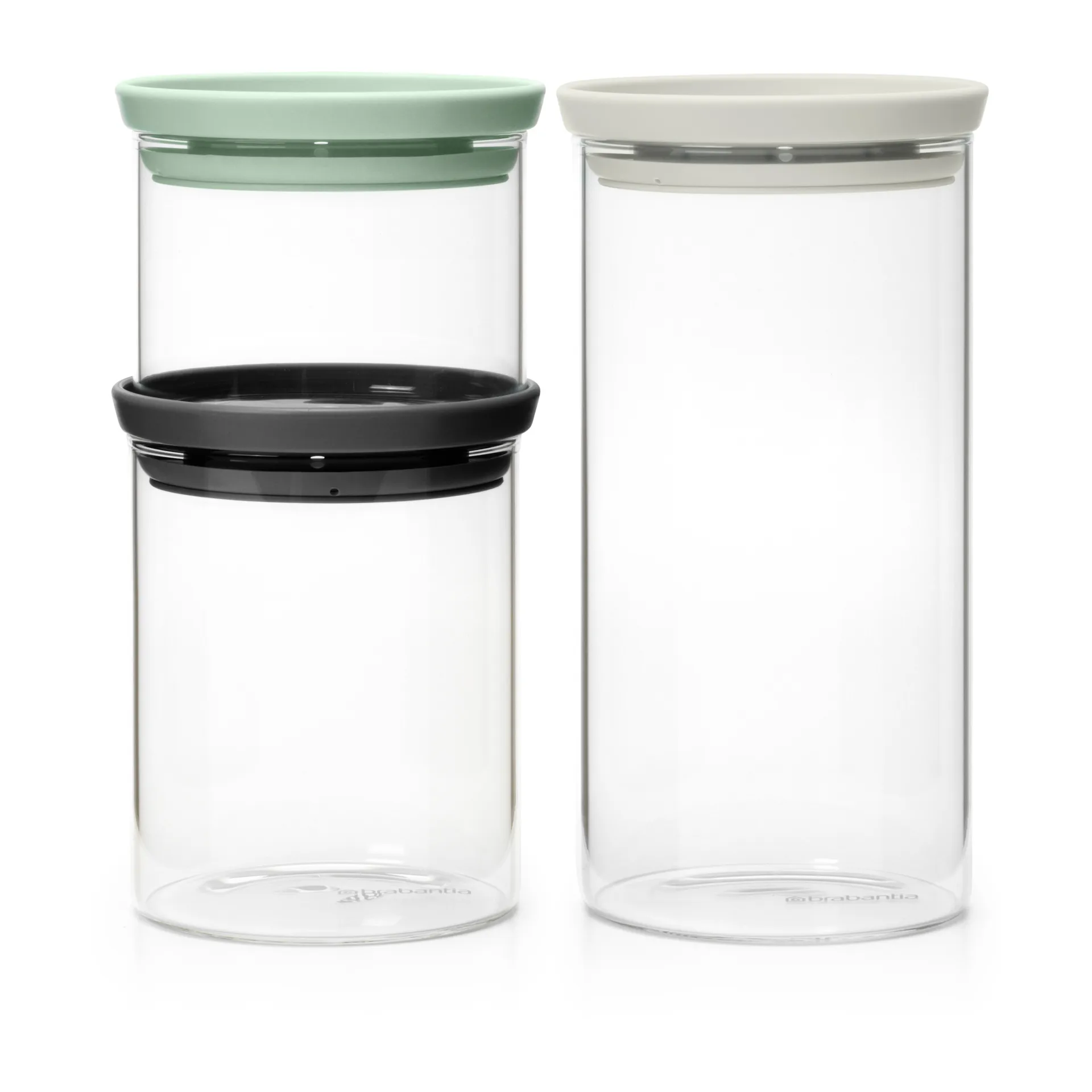 Brabantia glass jar 三件套装, 黑色-灰色-绿色 Brabantia
