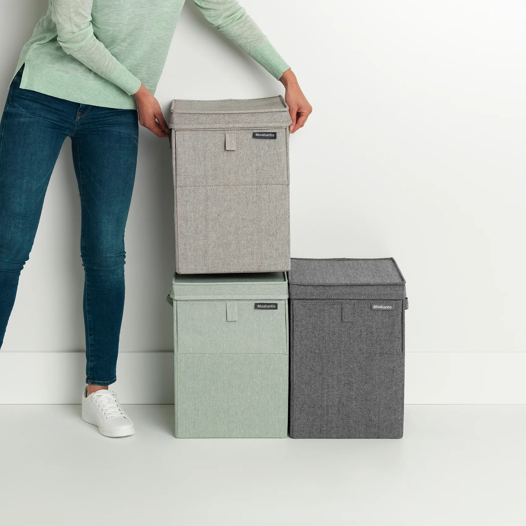 Brabantia可折叠双层开口脏衣篮, light 灰色 Brabantia
