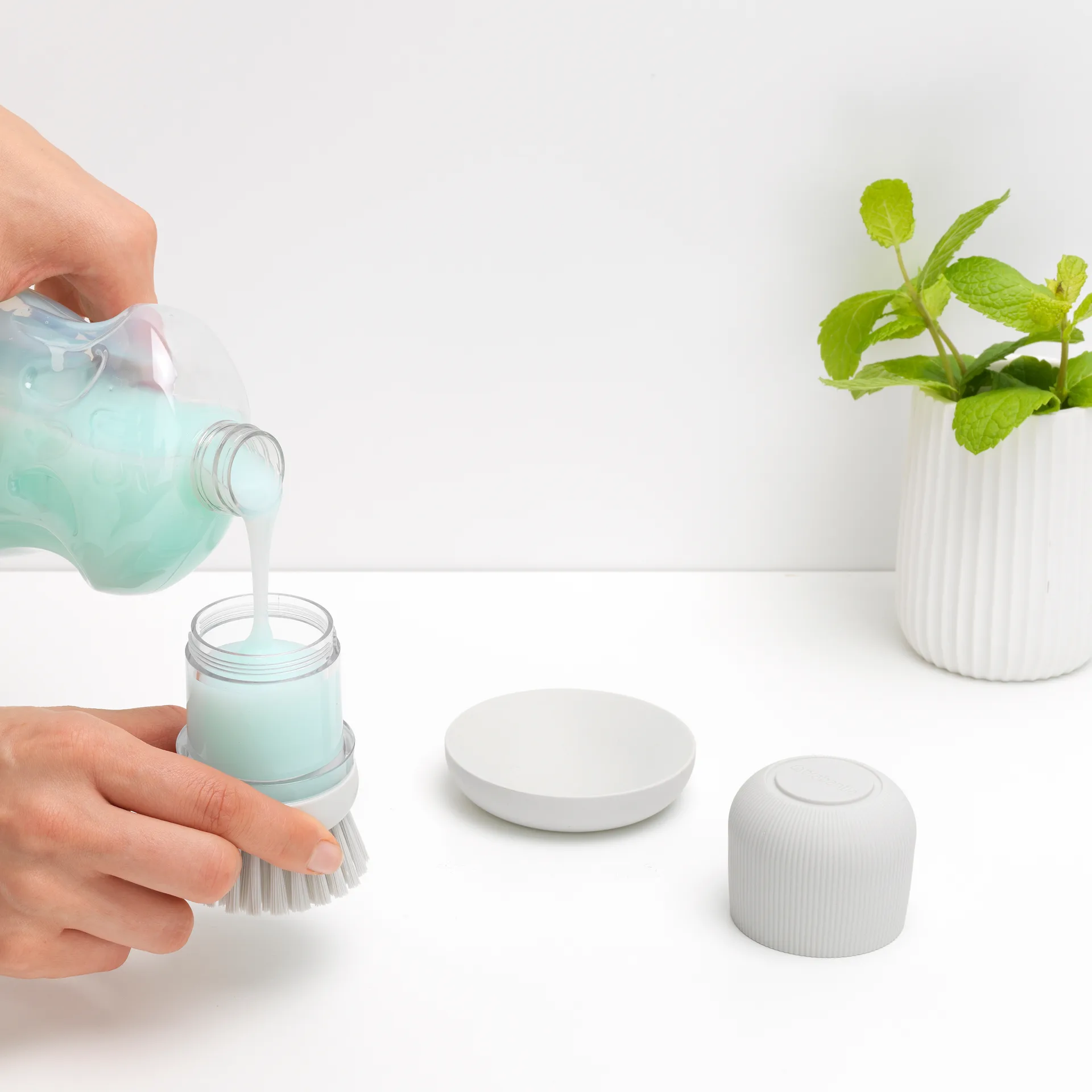 Brabantia 洗洁精架+锅刷套装, light 灰色 Brabantia
