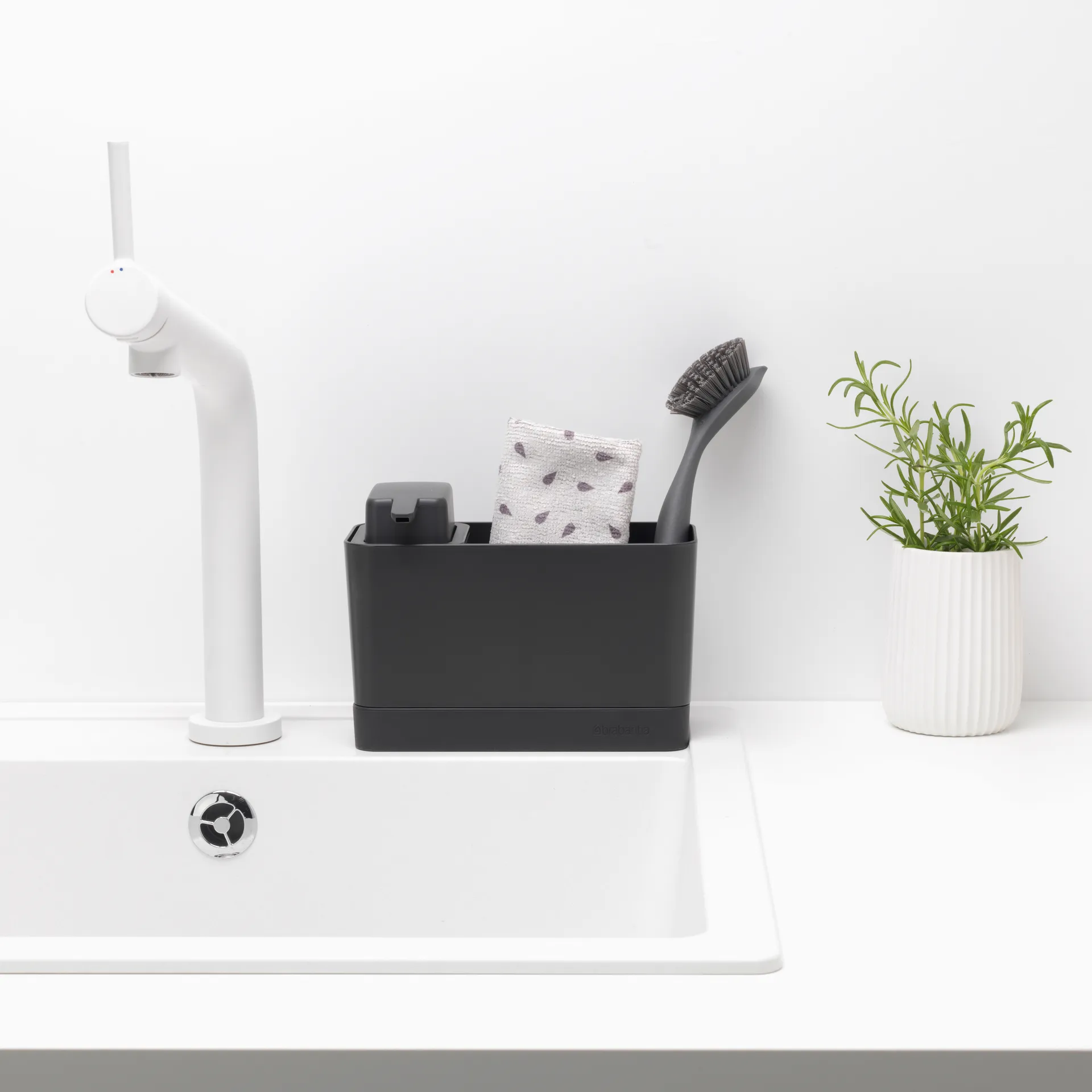 Brabantia 带皂液器厨房水槽收纳架, 深灰色 Brabantia