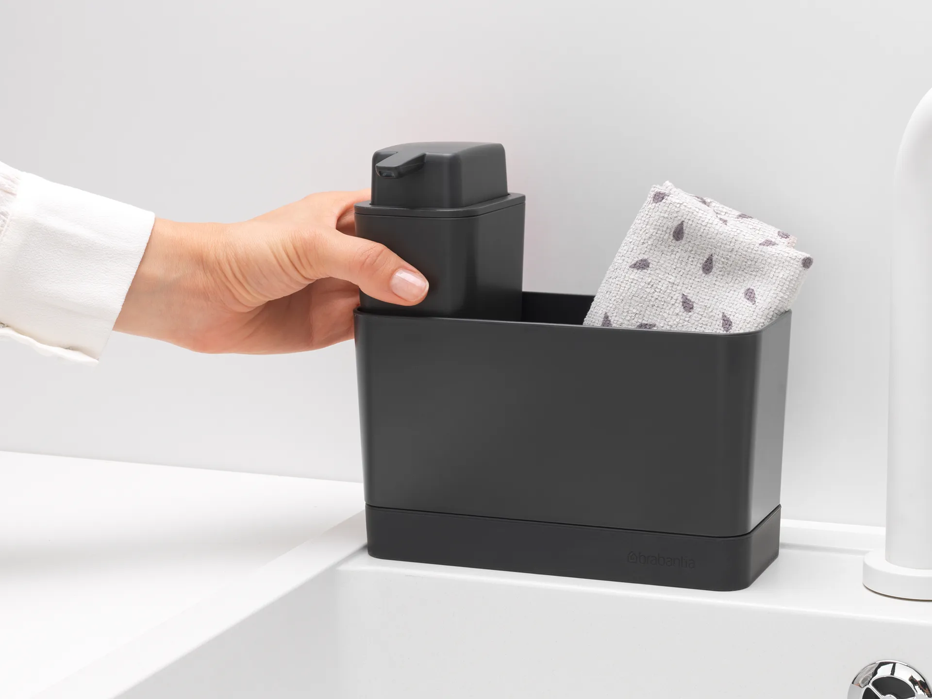 Brabantia 带皂液器厨房水槽收纳架, 深灰色 Brabantia