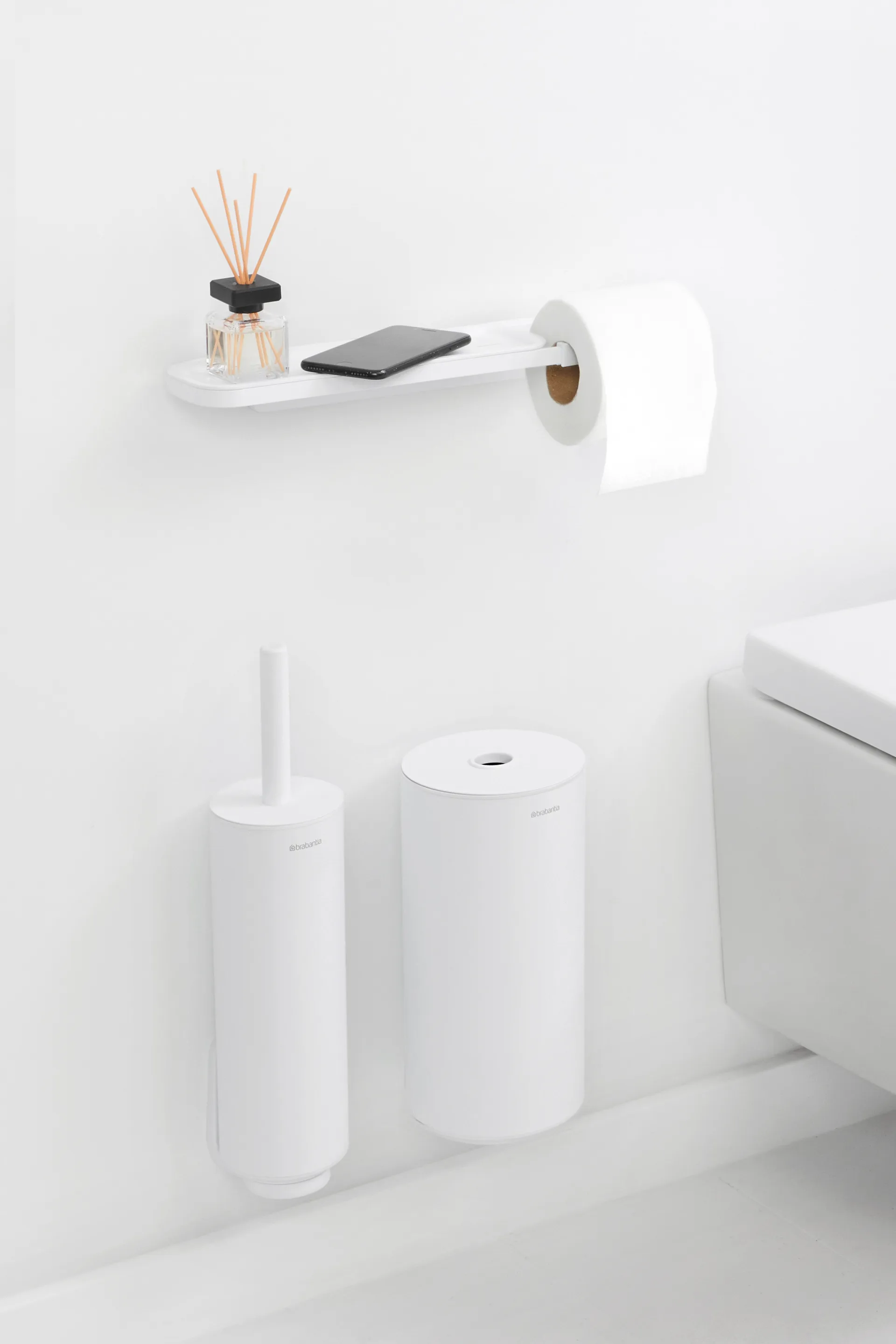MindSet 带置物架厕纸架, 矿物清新白色 Brabantia