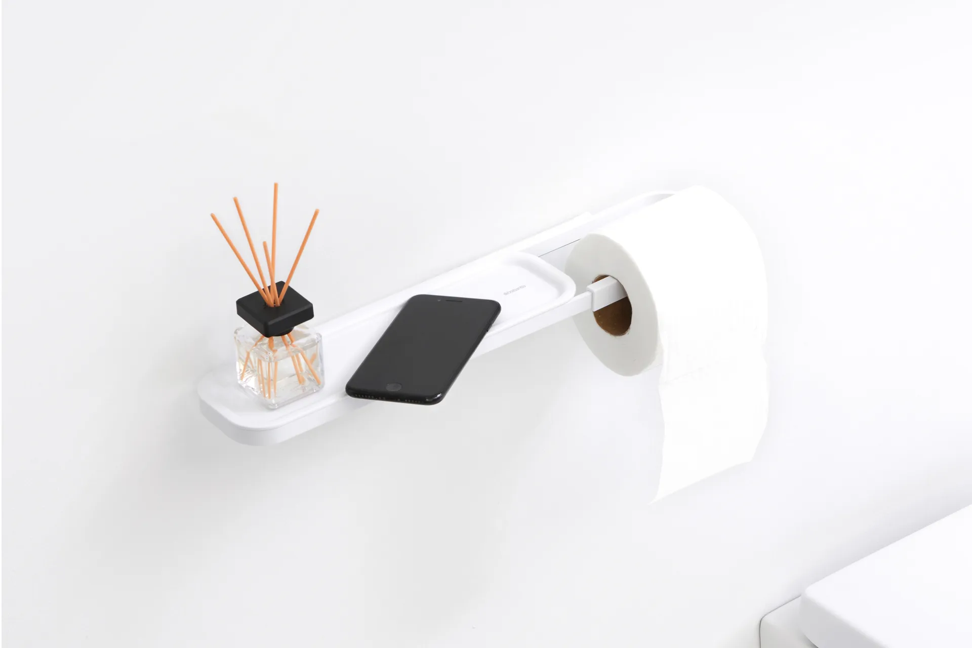 MindSet 带置物架厕纸架, 矿物清新白色 Brabantia