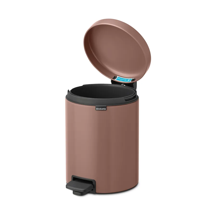 New Icon 新经典脚踏垃圾桶5升, 缎面灰褐色 Brabantia