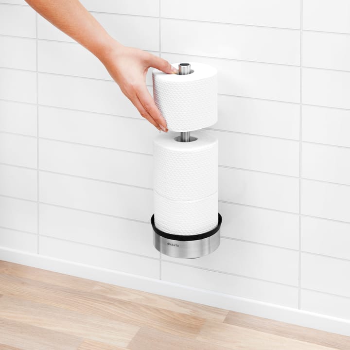 Profile toilet roll dispenser for 3 rolls, matte steel Brabantia