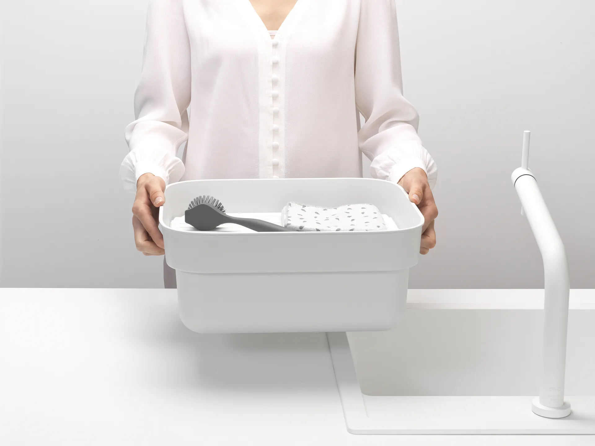 Sinkside dish 碗  with drying tray 34x37 cm, Light 灰色 Brabantia