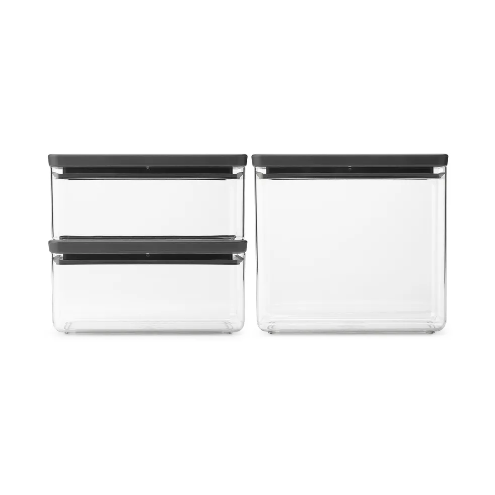 TASTY+ 可堆叠收纳盒 3件装 2x1.5升+3.5升, 深灰色 Brabantia