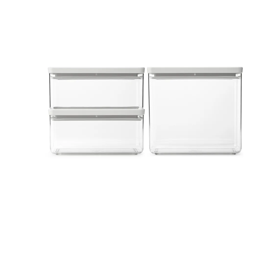 TASTY+ 可堆叠收纳盒 3件装 2x1.5升+3.5升, 浅灰色 Brabantia