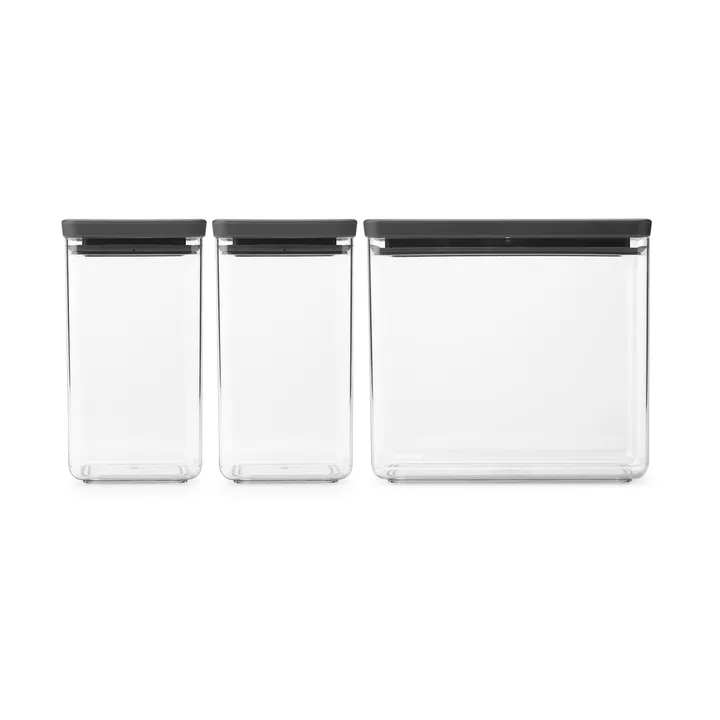 TASTY+ 可堆叠收纳盒 3件装 2x1.6升+3.5升 - 深灰色 - Brabantia