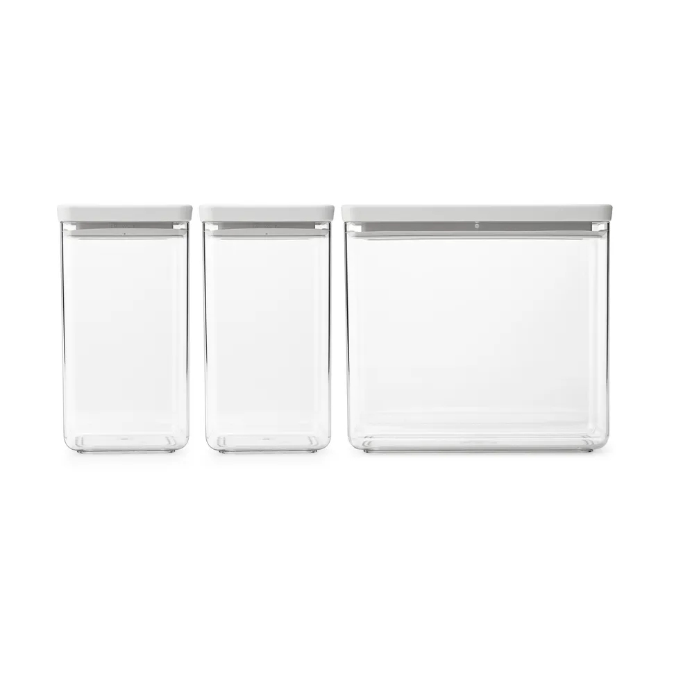 TASTY+ 可堆叠收纳盒 3件装 2x1.6升+3.5升, 浅灰色 Brabantia