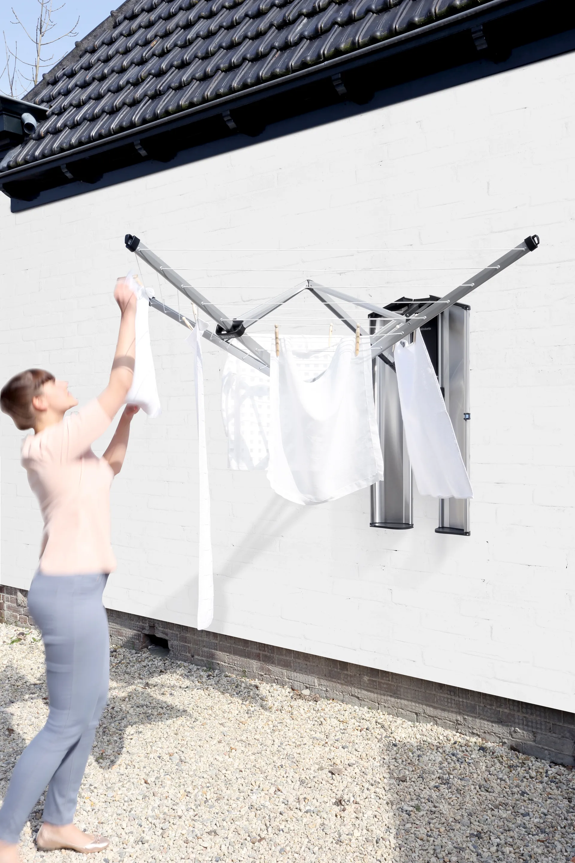 WallFix clothesline 24 m with protective box, 灰色 Brabantia