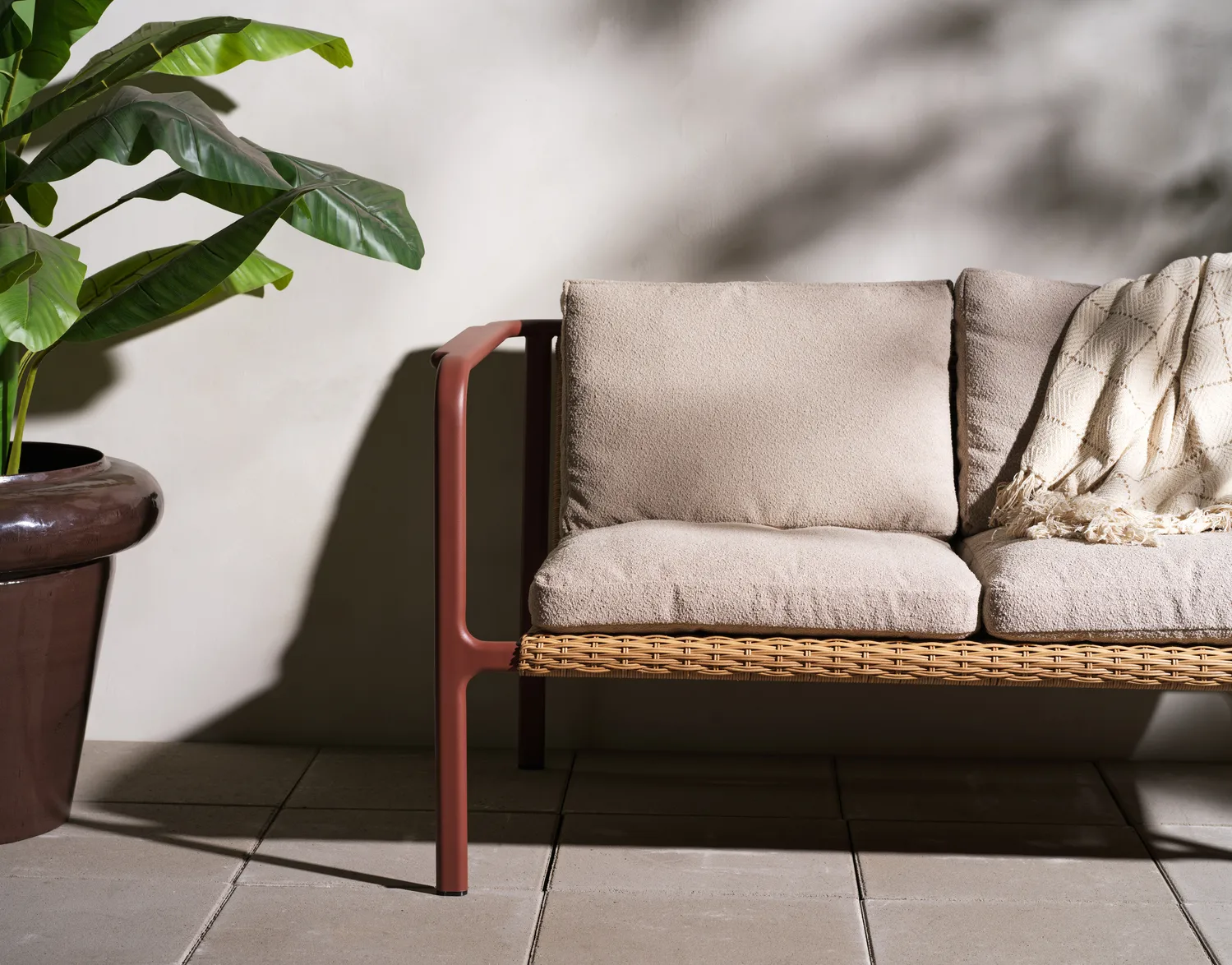 Motty sofa, Zin 红色-teddy 米色, 2-seater Brafab