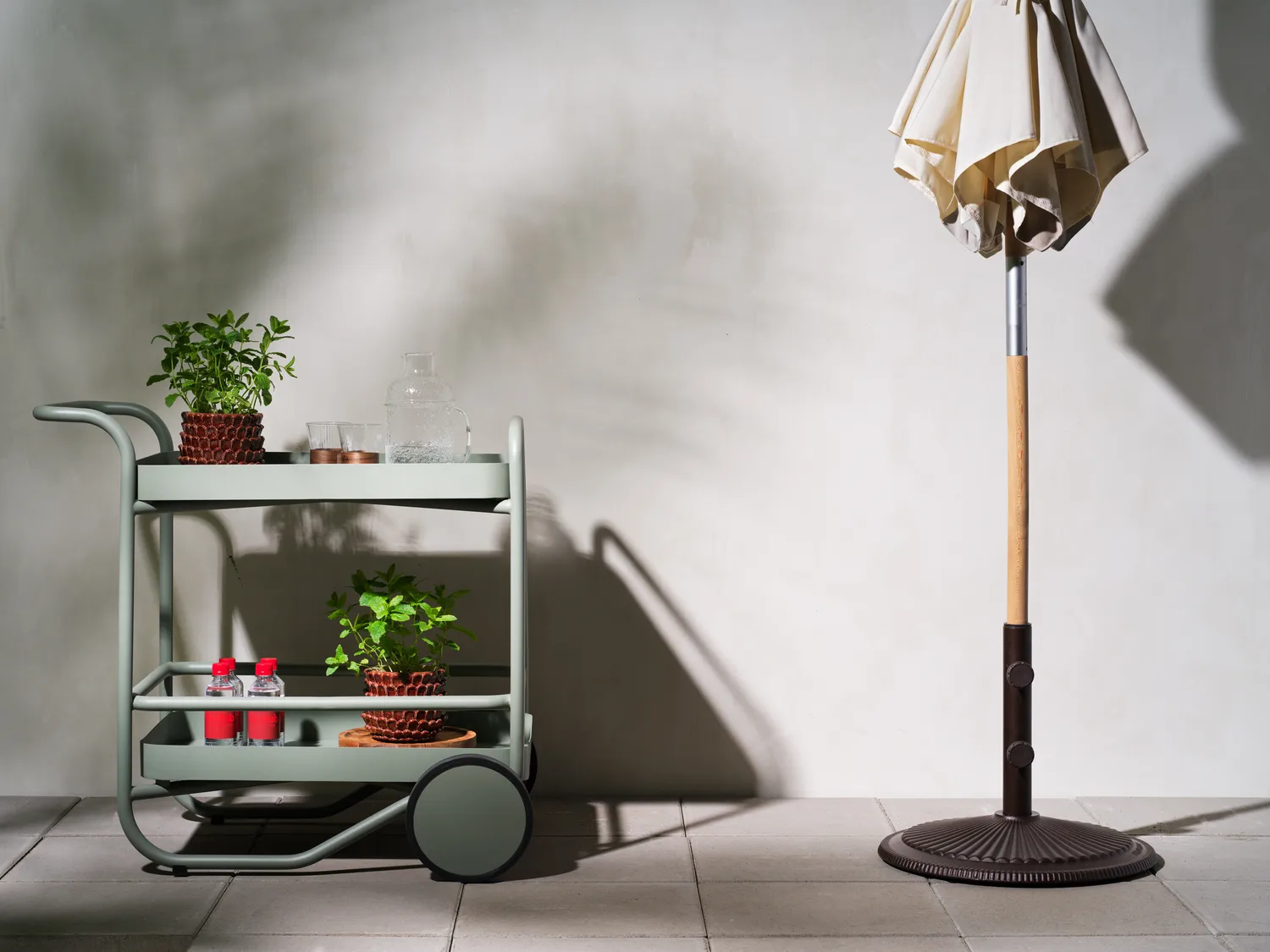 Trolley 送餐推车88x59cm, 灰绿色 Brafab