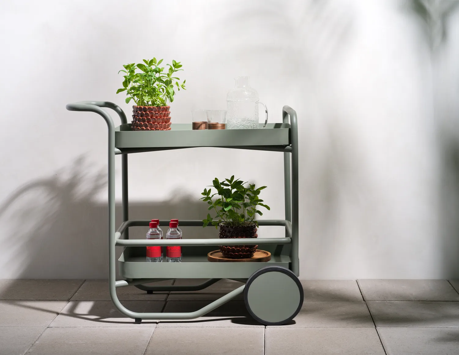 Trolley 送餐推车88x59cm, 灰绿色 Brafab