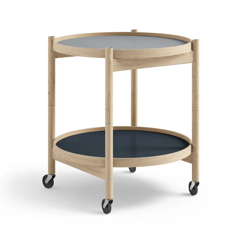 Bølling Tray Table 50型, 水色_未处理橡木底座 Brdr. Krüger