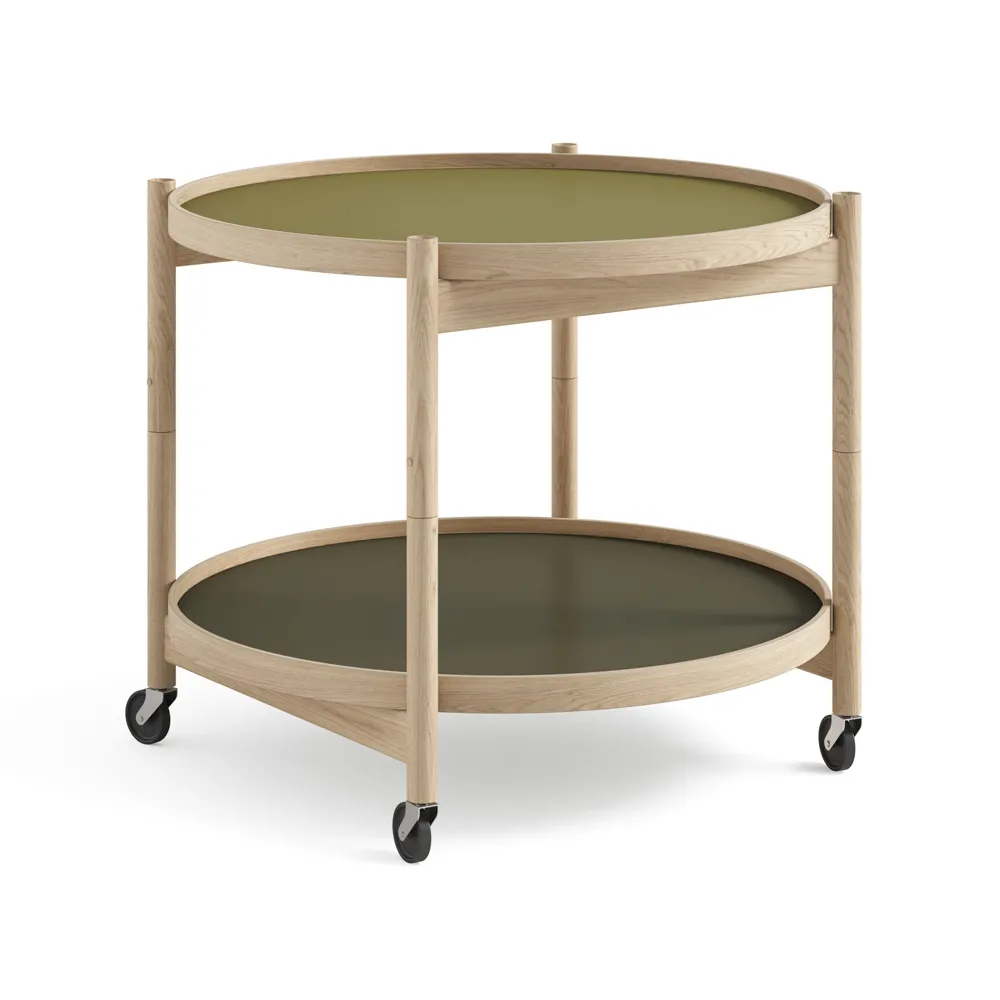 Bølling Tray Table 60型, 树叶色_未处理橡木支架 Brdr. Krüger