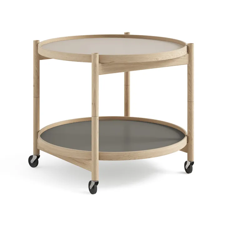 Bølling Tray Table 60型 - 石色_未处理橡木支架 - Brdr. Krüger
