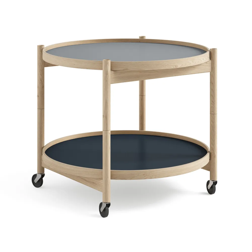 Bølling Tray Table 60型, 水色_未处理橡木支架 Brdr. Krüger